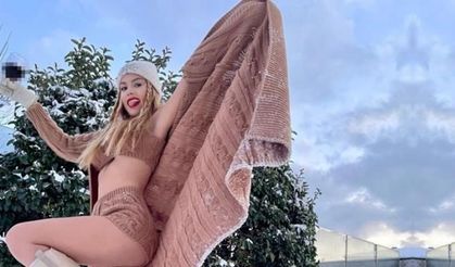 Nihal Candan, ürün tanıtımı yapmak için kar üstünde mini şortla poz verdi