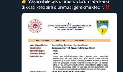 Sakarya Valiliği fırtına için uyardı